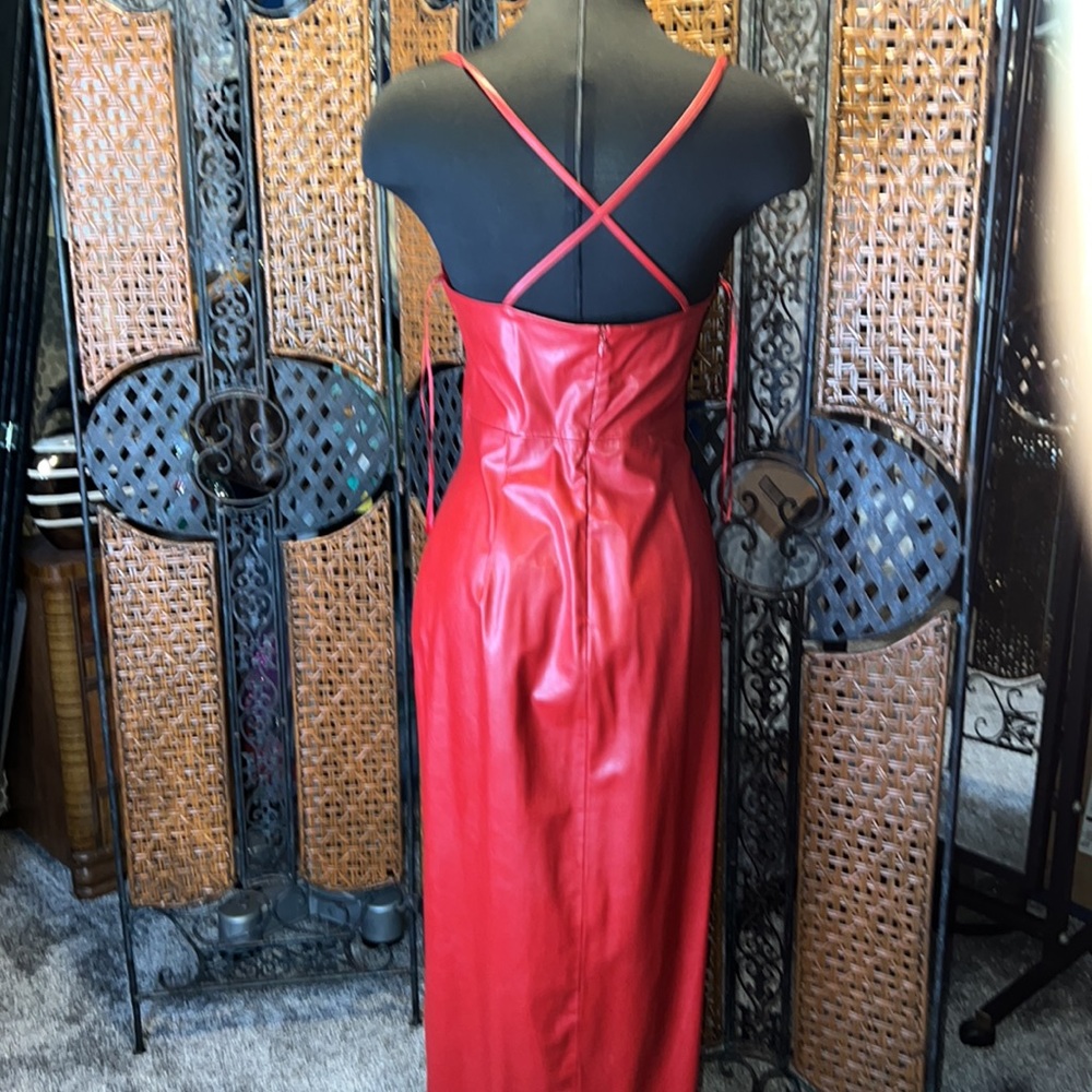 Zara faux vegan red dress.NWOT. ❤️🔥 - Picture 7 of 17